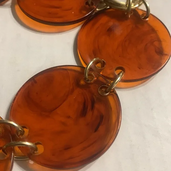 Vintage Amber Lucite Chain Link Belt signed West Germany - Picture 2 of 4